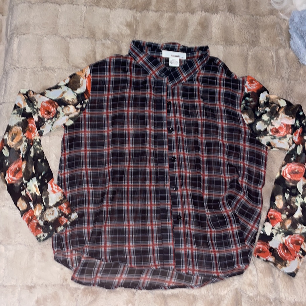 Sheer Patterned Button Up
